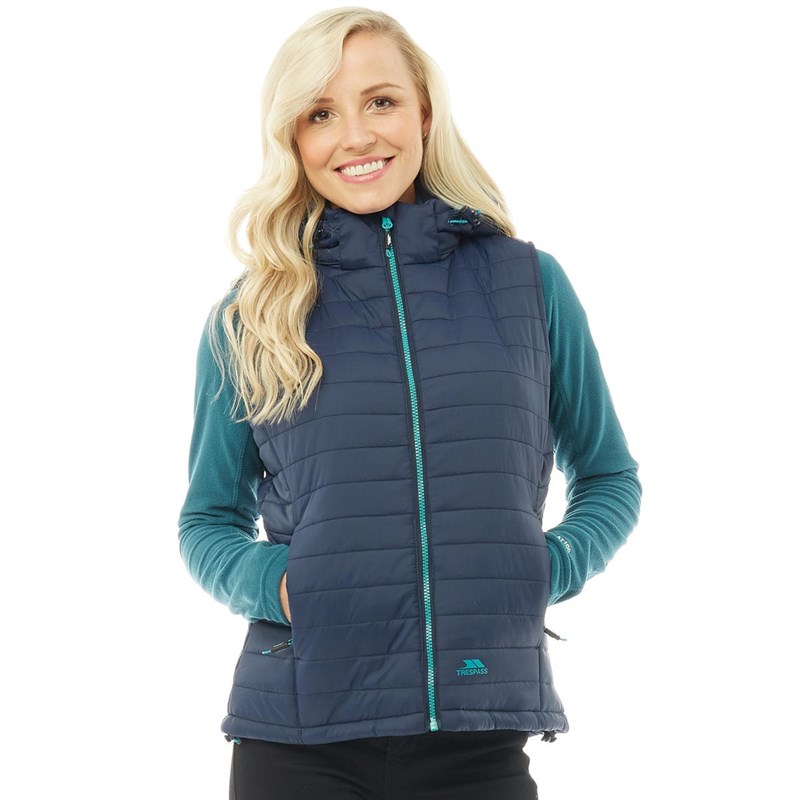 Buy Trespass Womens Aretha Padded Hooded Gilet Vest Navy