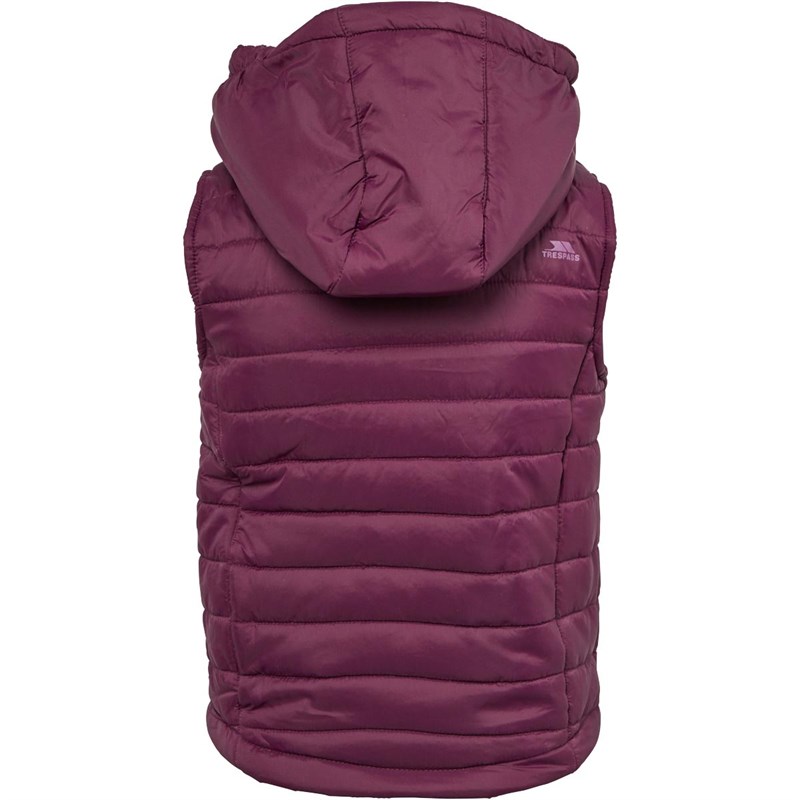 Trespass Girls Aretha Padded Hooded Gilet Vest Potent Purple