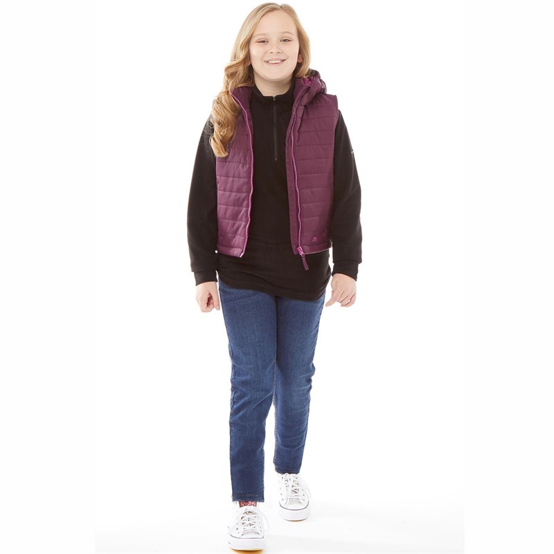 Buy Trespass Girls Aretha Padded Hooded Gilet Vest Potent Purple