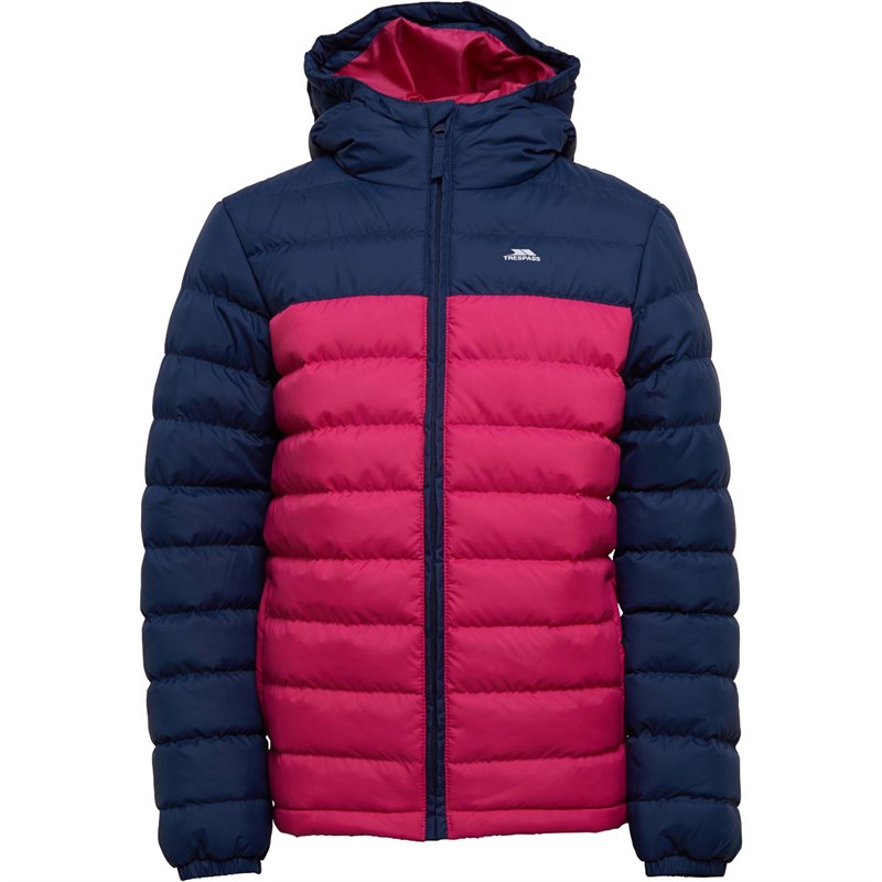 Buy Trespass Girls Oskar Padded Hooded Jacket Navy/Pink Lady