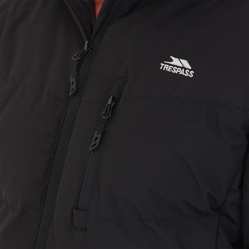 Trespass Mens Farsley Padded Hooded Waterproof Jacket Black