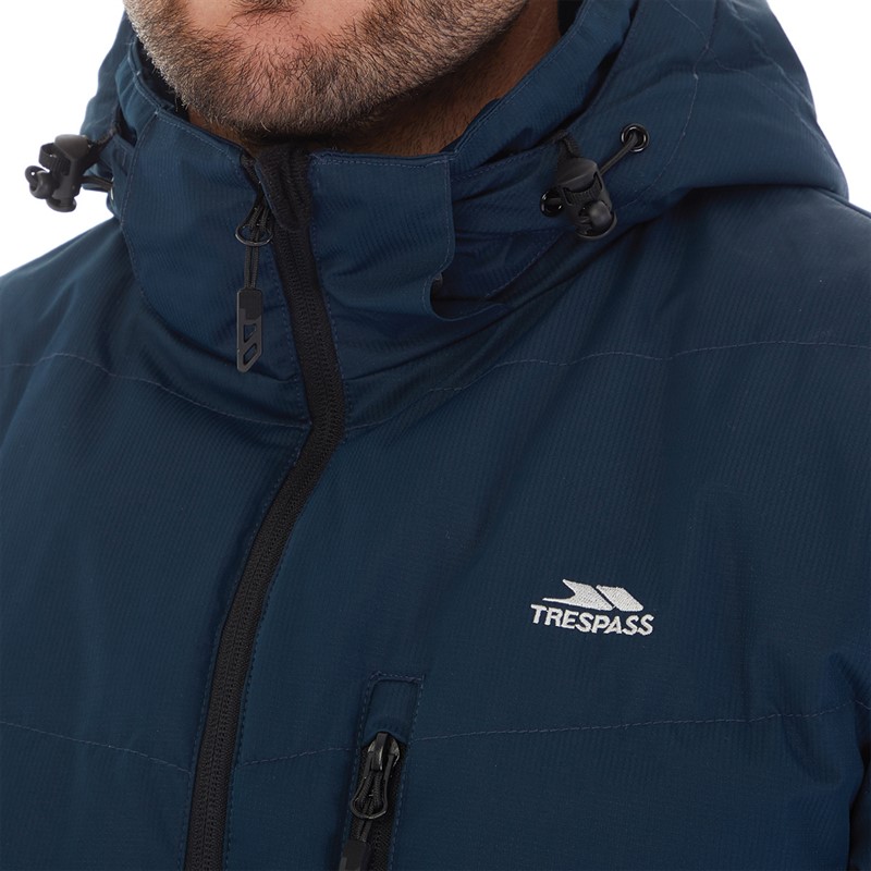 Trespass Mens Farsley Padded Hooded Waterproof Jacket Navy