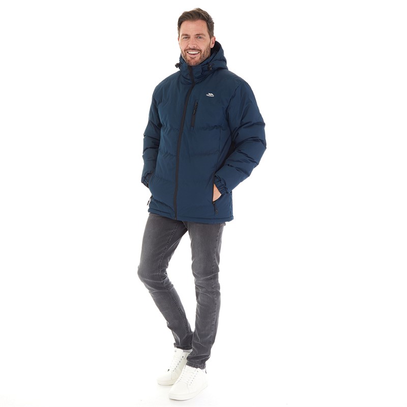 Trespass Mens Farsley Padded Hooded Waterproof Jacket Navy