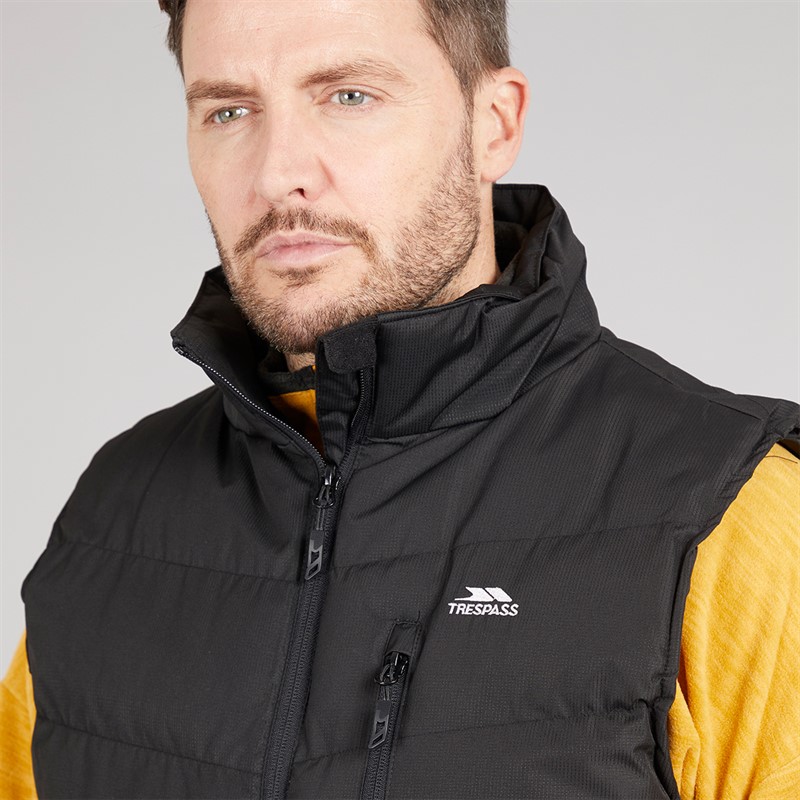 Trespass Weste Herren Brecker Gepolstert Wasserdicht Schwarz