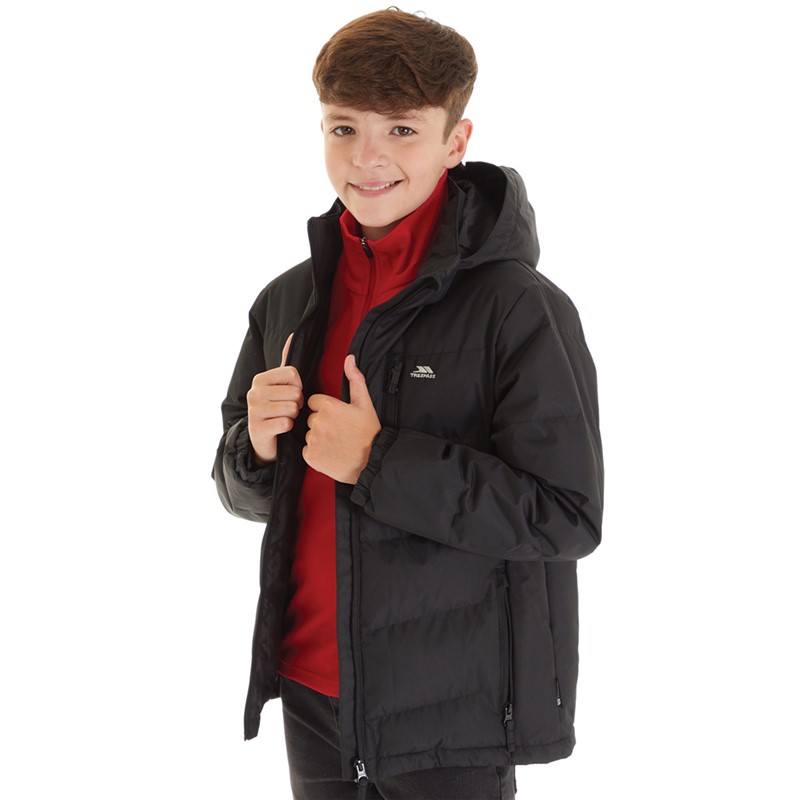 Buy Trespass Junior Boys Figo Waterproof Padded Hooded Jacket Black