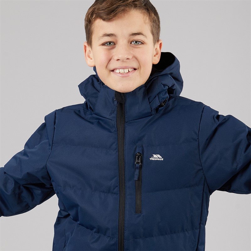 Trespass Junior Boys Figo Waterproof Padded Hooded Jacket Navy