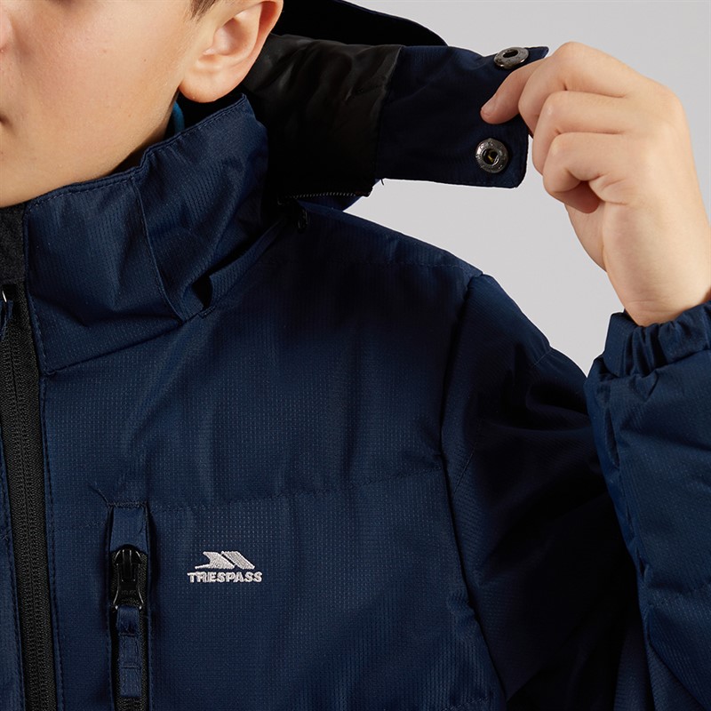 Trespass Junior Boys Figo Waterproof Padded Hooded Jacket Navy