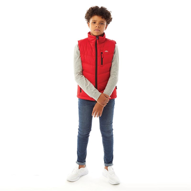 Trespass Junior Jetty Padded Waterproof Gilet Vest Red