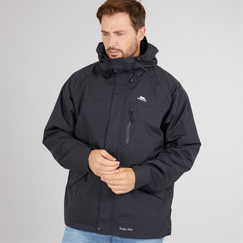 Trespass Wasserdichte Herren Jacke mit Kapuze Corvo Schwarz