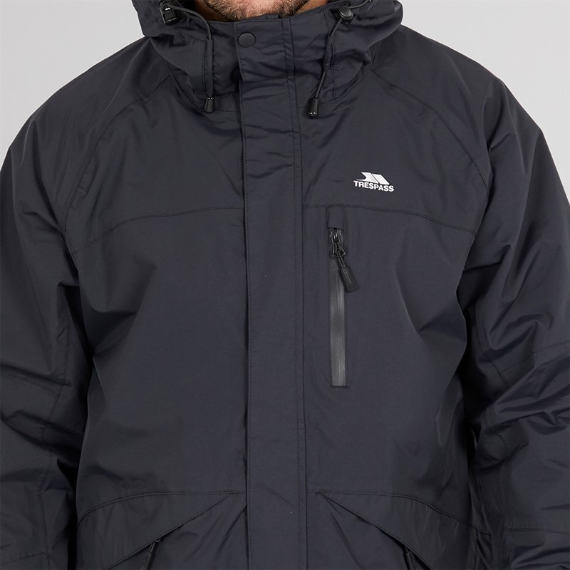 Trespass Wasserdichte Herren Jacke mit Kapuze Corvo Schwarz