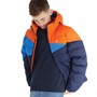 Trespass Wasserdichte gesteppte Kapuzenjacke Junge in Marineblau/Orange/Blau