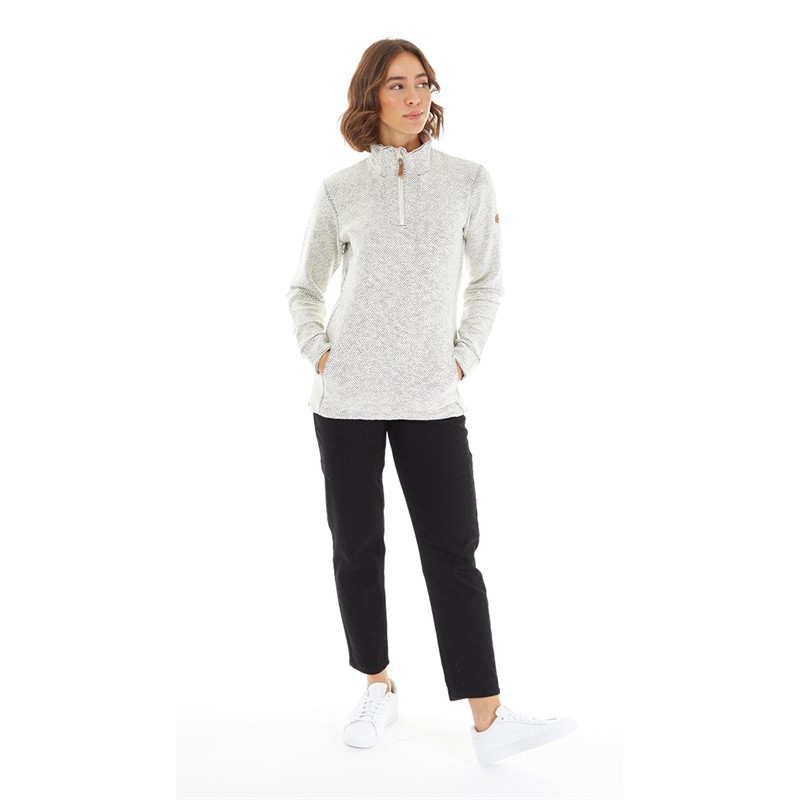 Trespass Womens Ronette Textured Knitted 1/2 Zip Fleece Jacket Off White