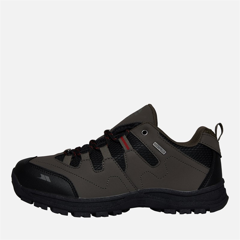 Trespass Men's Calle Waterproof Walking Boots – Grey PU/Textile – Lace Up – Mid-Calf