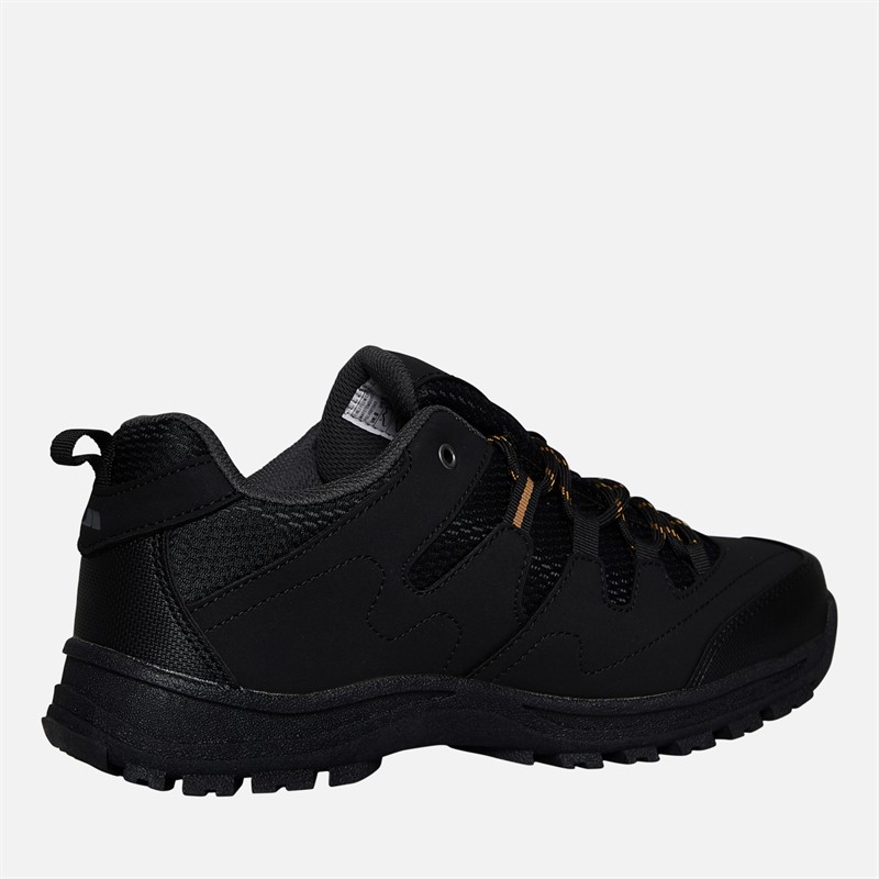 Trespass Mens Finley Low Waterproof Walking Shoes Black/Golden Brown
