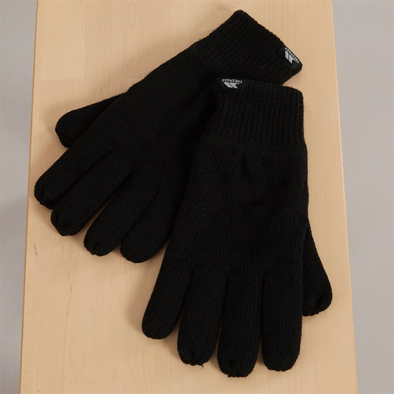 Trespass Mens Bargo Knitted Gloves Black