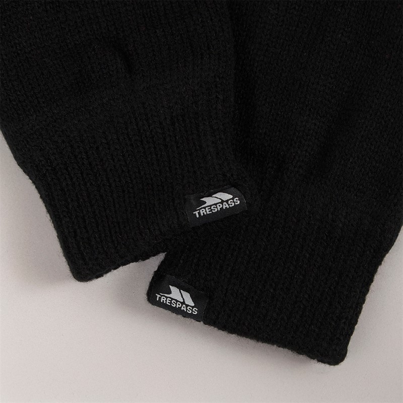 Trespass Mens Bargo Knitted Gloves Black
