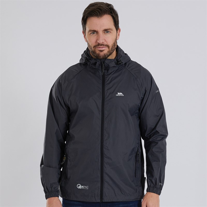 Trespass Mens Qikpac Waterproof Jacket Flint