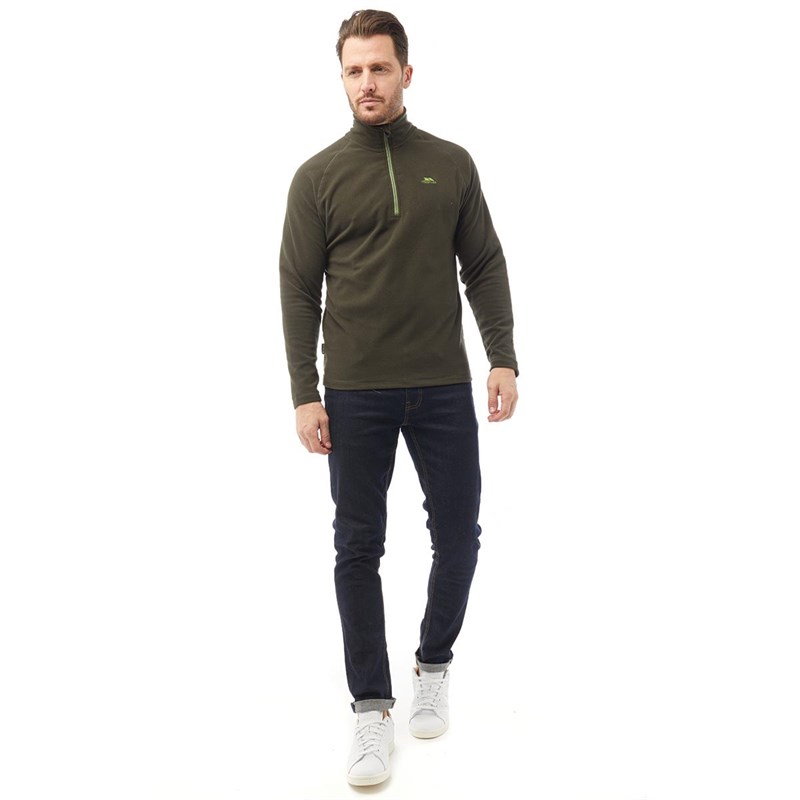 Trespass Mens Blackford 1/2 Zip Micro Fleece Olive