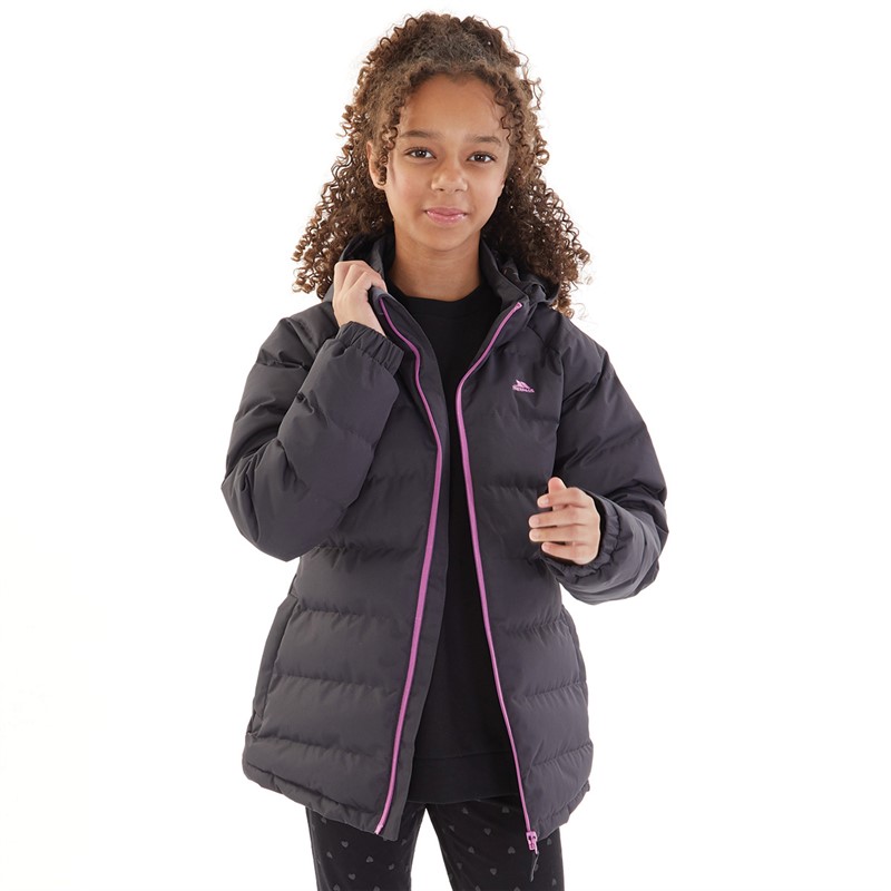 Buy Trespass Girls Amira Waterproof Padded Hooded Jacket Dark Grey