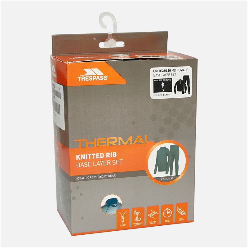 Trespass Damen Unite 360 Thermo-Baselayer Set Schwarz