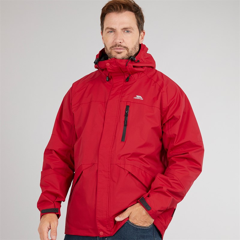 Trespass Mens Corvo Hooded Waterproof Shell Jacket Red