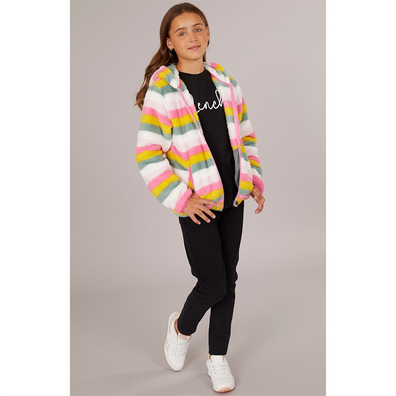 Trespass Piger Fantastisk Stribet Fuld Lynlås Fleece Bleg Rosa Stribe