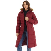 Trespass Womens Audrey Waterproof Padded Hooded Long Jacket Dark Cherry