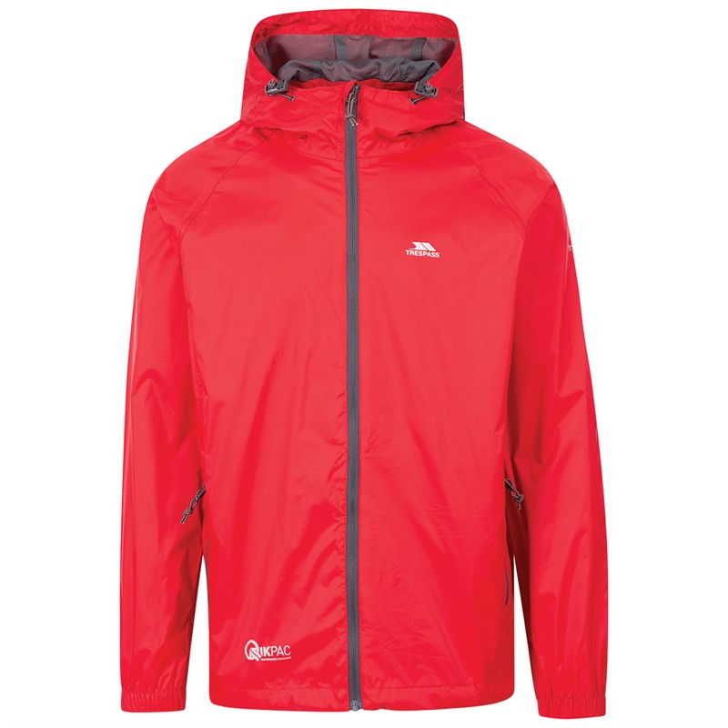 Trespass Mens Qikpac Waterproof Jacket Red