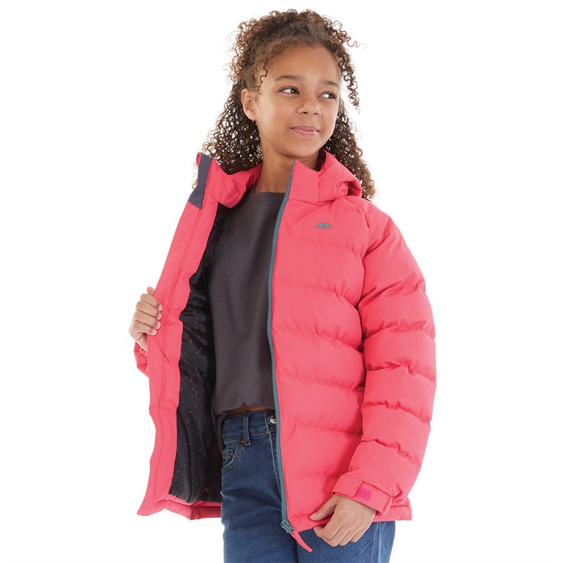 Trespass Girls Amira Waterproof Padded Hooded Jacket Strawberry