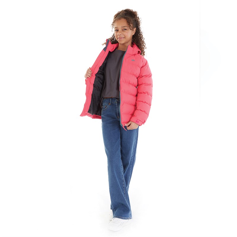 Trespass Girls Amira Waterproof Padded Hooded Jacket Strawberry