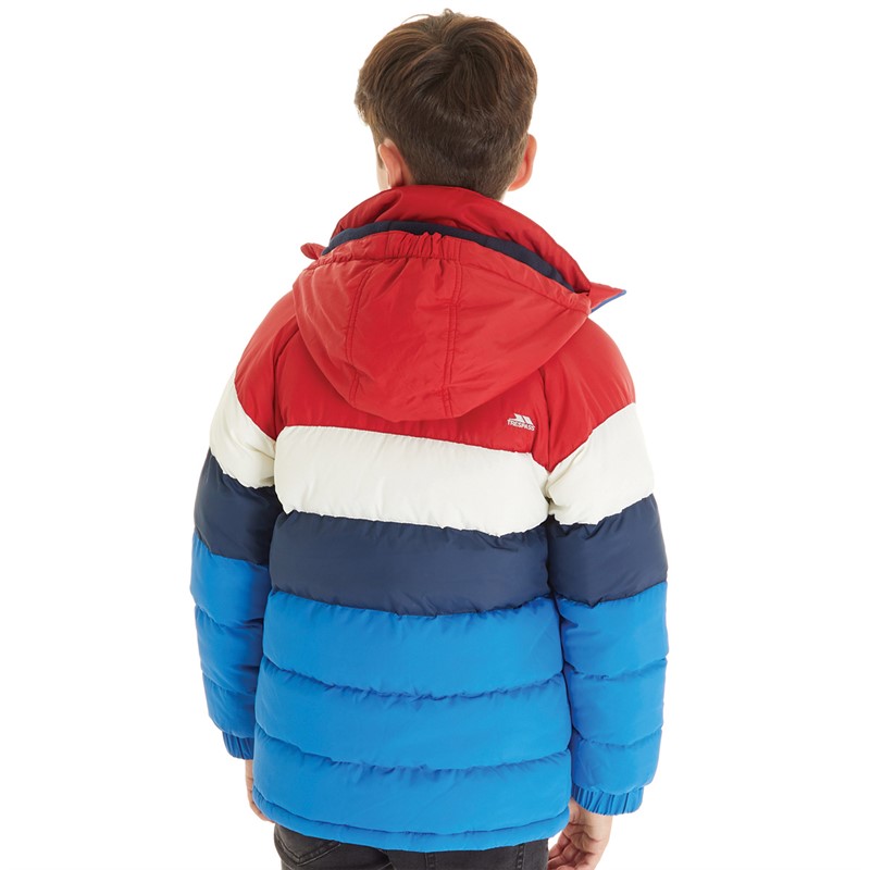 Trespass Boys Calmere Striped Padded Hooded Jacket Blue