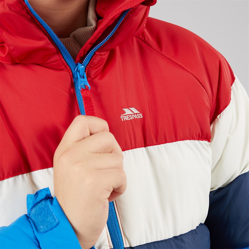 Trespass Boys Calmere Striped Padded Hooded Jacket Blue