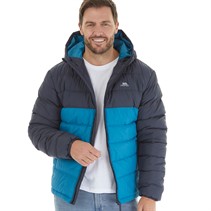 Trespass Mens Oskar Padded Hooded Jacket Dark Flint/Bondi Blue