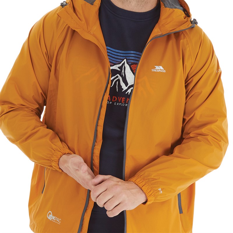 Trespass Mens Qikpac Waterproof Jacket Ginger