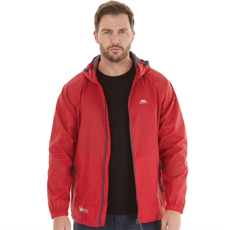 Trespass Mens Qikpac Waterproof Jacket Red