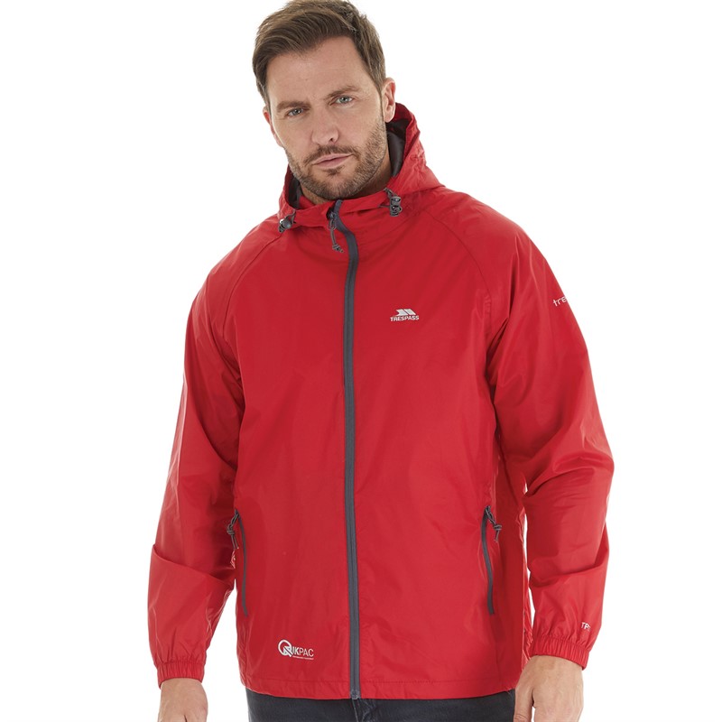 Trespass Mens Qikpac Waterproof Jacket Red