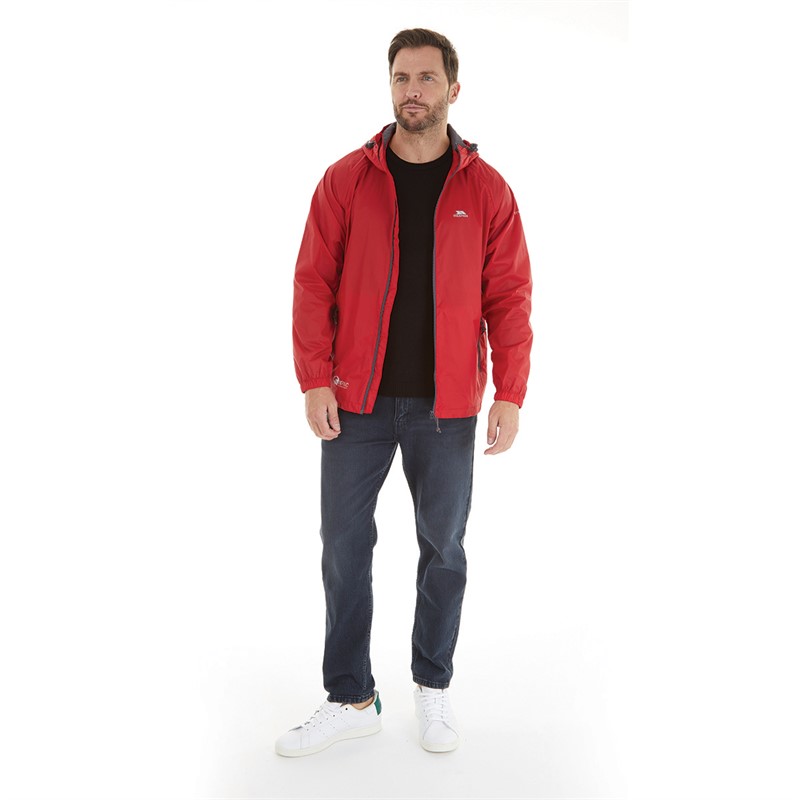 Trespass Mens Qikpac Waterproof Jacket Red