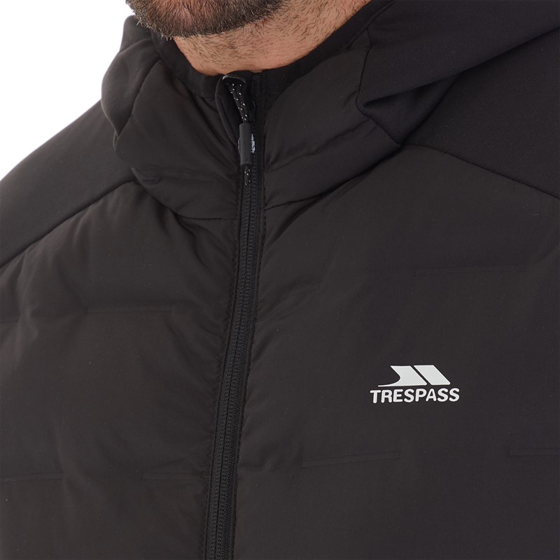 Trespass Mens Jorge Hybrid Padded Hooded Jacket Black