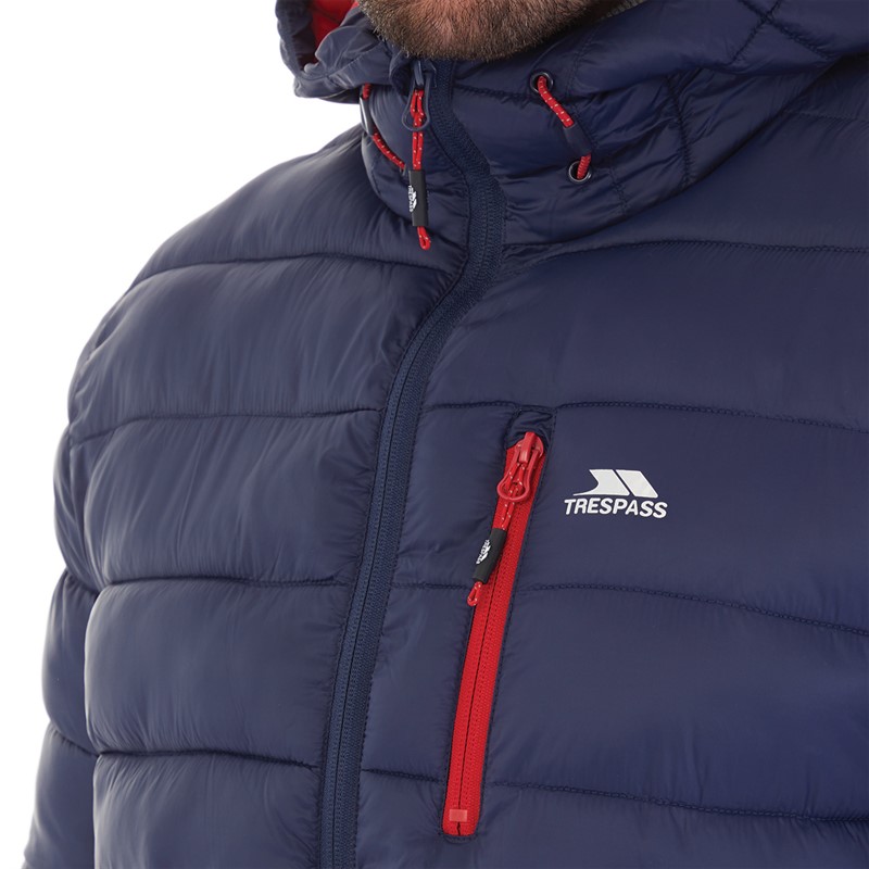 Trespass Mens Mikail Micro Padded Hooded Jacket Navy