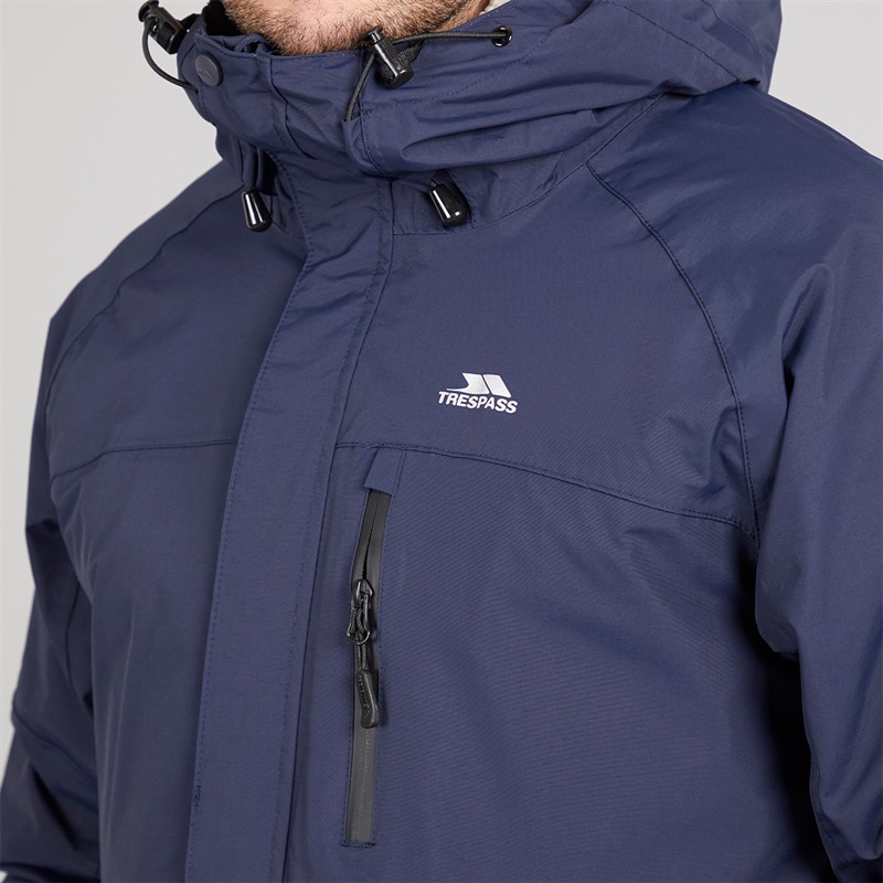 Trespass Mens Corvo Hooded Waterproof Shell Jacket Navy