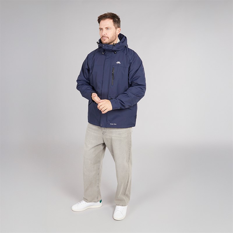 Trespass Mens Corvo Hooded Waterproof Shell Jacket Navy