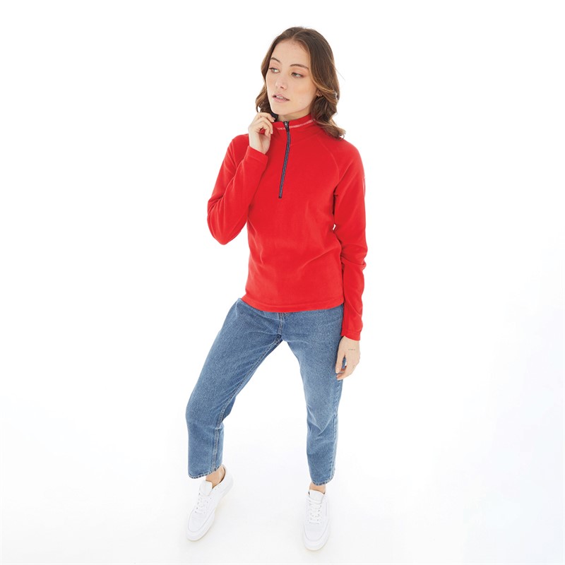 Trespass Womens Skylar 1/2 Zip Micro Fleece Red