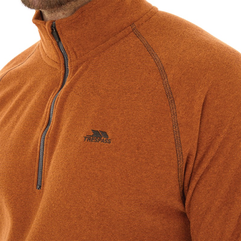 Trespass Mens Keynote 1/2 Zip Micro Fleece Burnt Orange