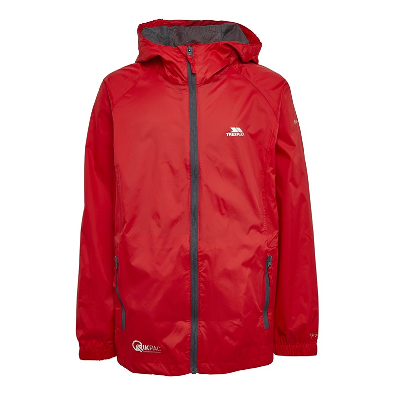 Trespass Boys Qikpac Waterproof Jacket Red