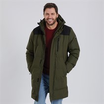 Trespass Mens Clipster Padded Hooded Long Jacket Dark Vine