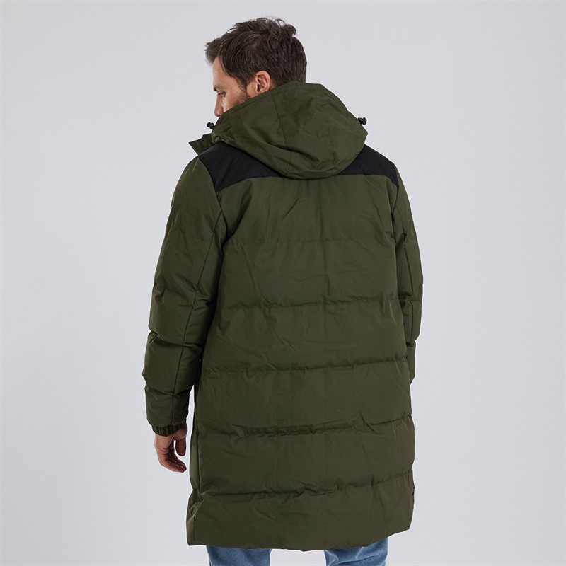 Trespass Mens Clipster Padded Hooded Long Jacket Dark Vine