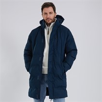 Trespass Mens Clipster Padded Hooded Long Jacket Navy