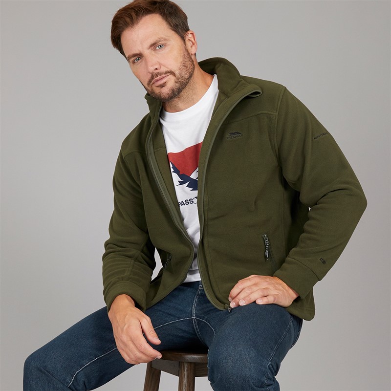 Trespass Herren Bernal Fleece Jacke mit durchgehendem Reissverschluss Dunkles Grün