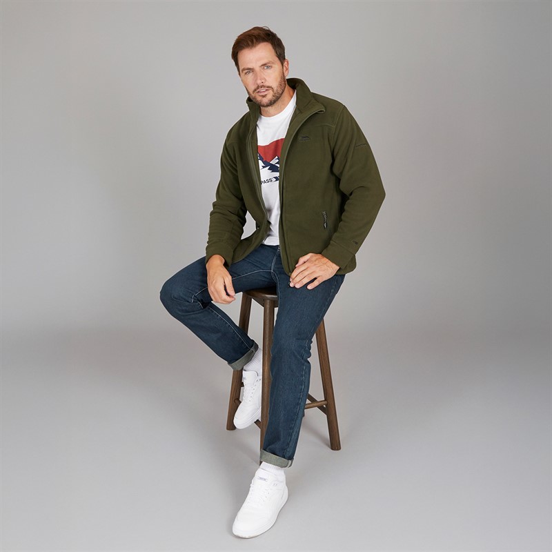 Trespass Herren Bernal Fleece Jacke mit durchgehendem Reissverschluss Dunkles Grün