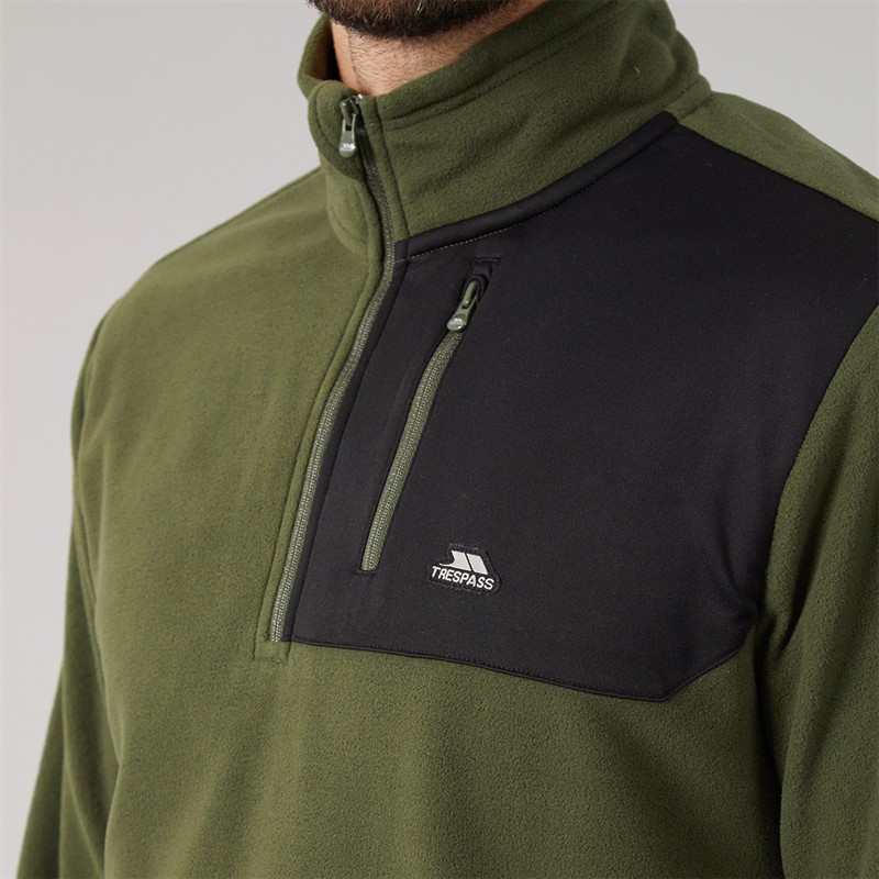 Koop Trespass Heren Mcgeechan 1 / 2 Zip Micro Fleece Donker Groen